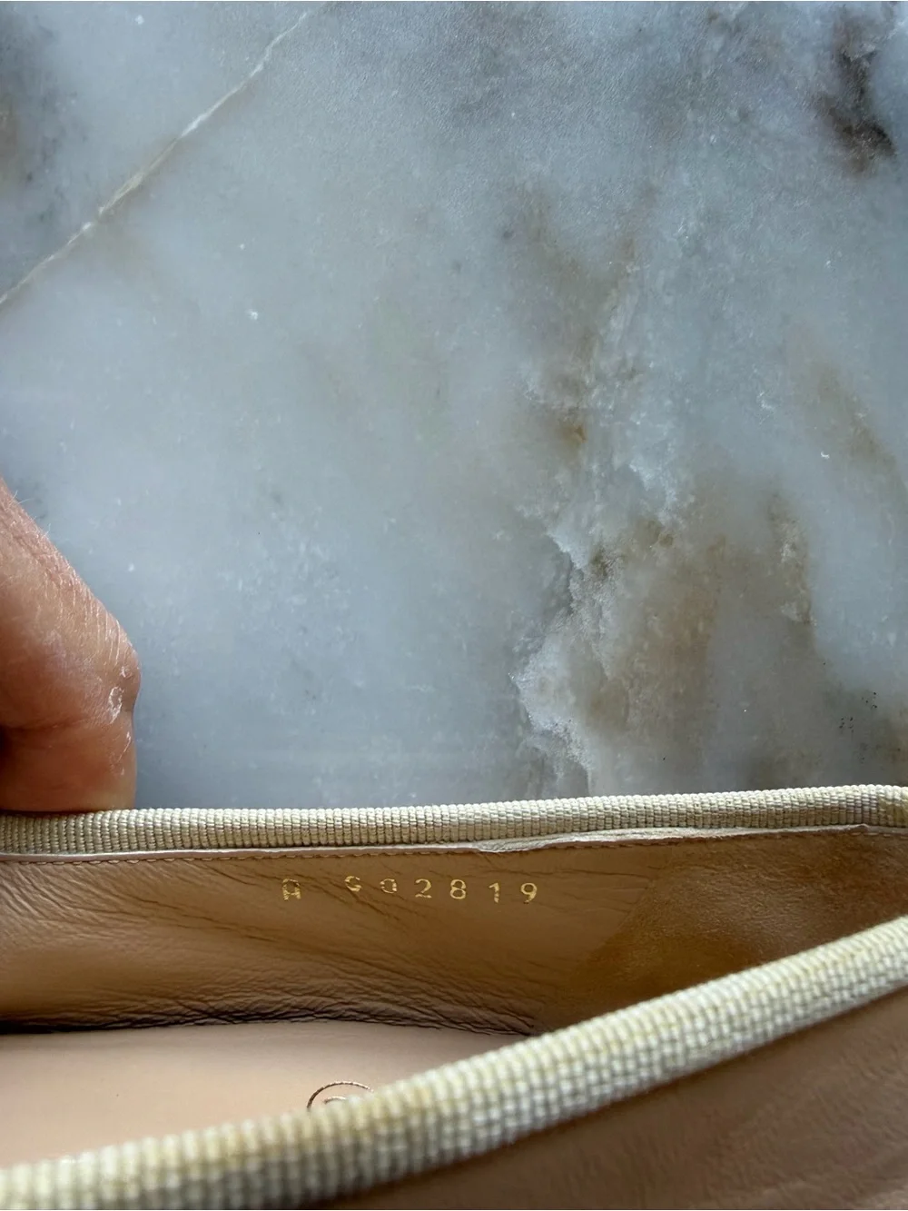 CHANEL Beige and Black Leather Cap-Toe Ballet Flats